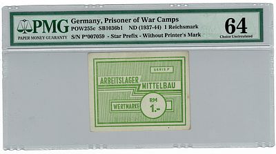 גרמניה- מחנה מיטלבאו- שטר 1 רייכסמארק 1943-1945, מדורג pmg 64, מלחמת העולם השניה