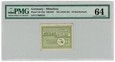 גרמניה- מחנה מיטלבאו- שטר 10 רייכסמארק 1943-1945, מדורג pmg 64, מלחמת העולם השניה