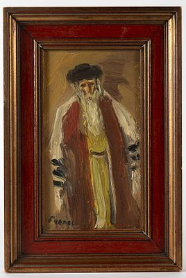 Yitzhak Frenkel Frenel (Yitzhak Frenkel) - 'Jew Wrapped in a Tallit', oil on canvas, signed 