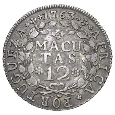 #RARO# ANGOLA- 12 MACUTAS 1763, PRATA .916, 37mm, 18gr, RARO, AG 14.02