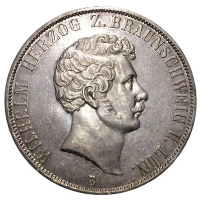 BRUNSWICK & LUNEMBERG (EST. ALEMÃES) 2 THALER 1856, PRATA .900, 37.11gr, 41mm, KM# 1149