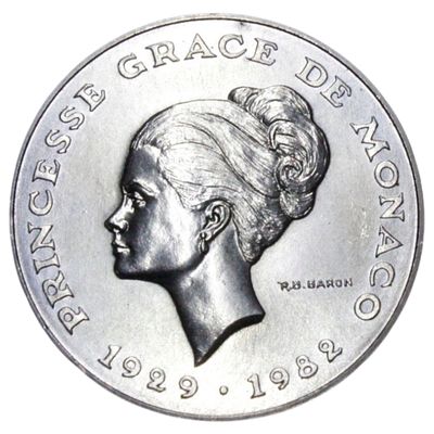 #ENSAIO# MONACO- 10 FRANCOS 1982 GRACE KELLY, ENSAIO, PRATA, KM# E73