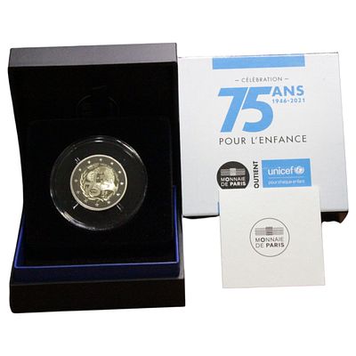 FRANÇA- 2 EUROS 2021, PROOF, 75º ANIV. ONU, ESTOJO COMPLETO