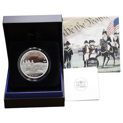 FRANÇA- 10 EUROS 2021 PROOF, INDEPENDENCIA EUA, PRATA .999, 22.2gr, 37mm, ESTOJO COMPLETO