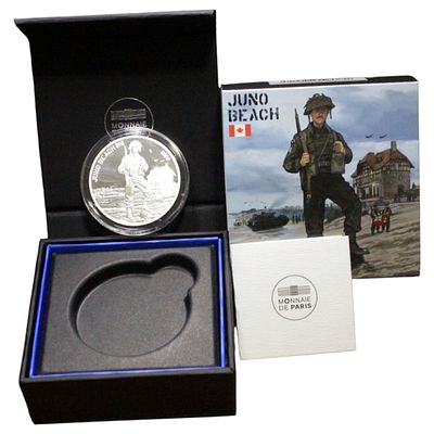 FRANÇA- 10 EUROS 2024 PROOF, 80º ANIV. DIA D, PRAIA JUNO, PRATA .999, 22.2gr, 37mm, ESTOJO COMPLETO
