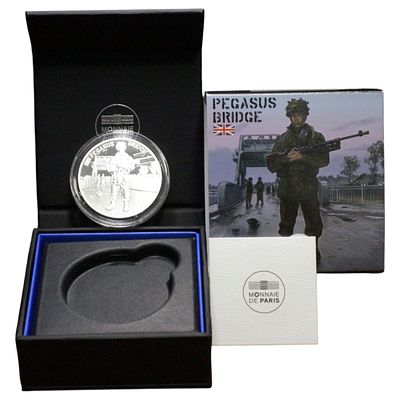 FRANÇA- 10 EUROS 2024 PROOF, 80º ANIV. DIA D, PONTE PEGASUS, PRATA .999, 22.2gr, 37mm, ESTOJO