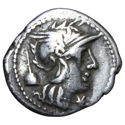 REP. ROMANA- T. QUINCTIUS FLAMININUS, DENÁRIO, QUINCTIA (126 AC), 3.79gr, 19.3mm, Sear 143 
