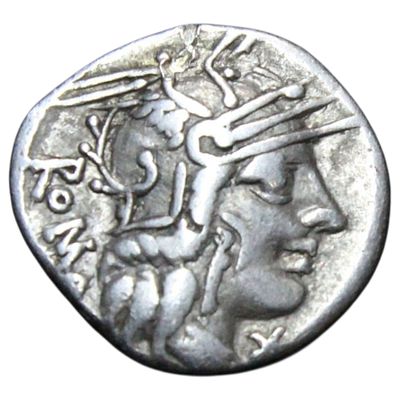 REP. ROMANA- M. CALIDUS, Q.CAECILIUS METELLUS e Cn FLUVIUS, DENÁRIO, CALIDIA (117/6 AC), 3.79gr 