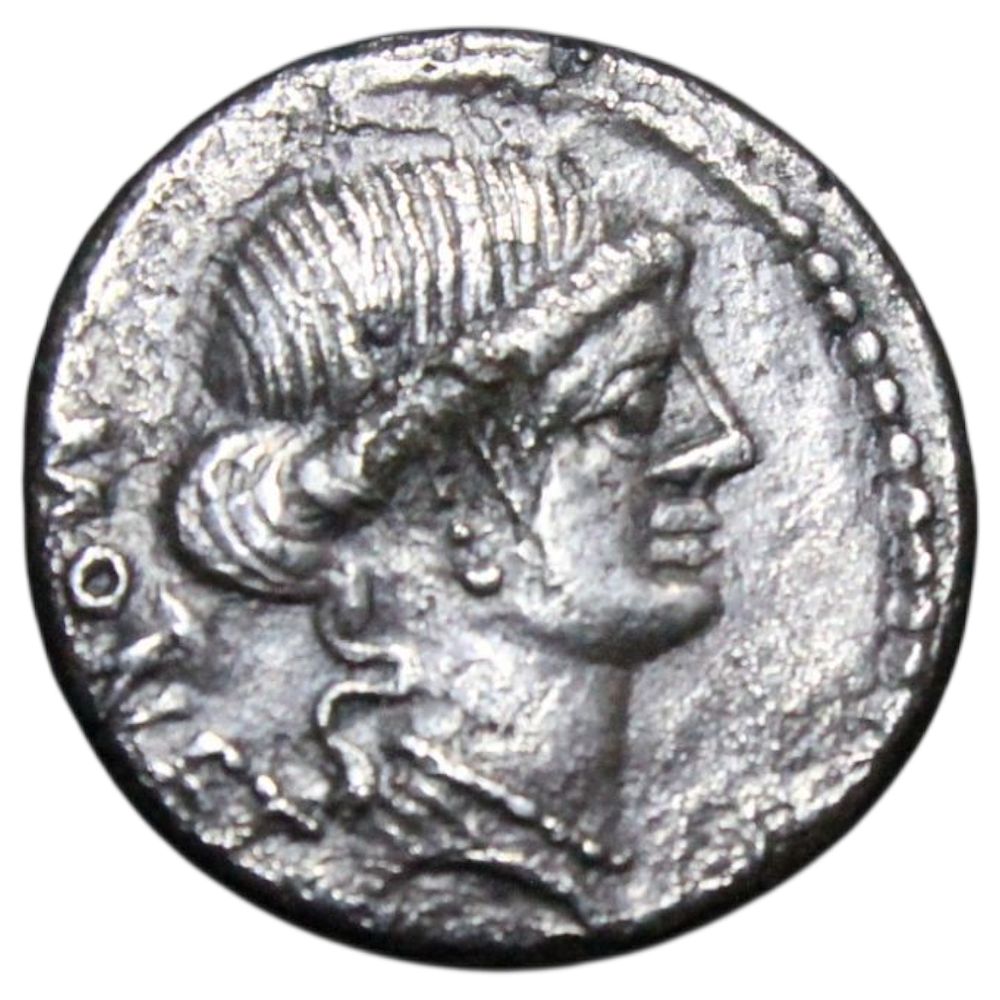 RARO---- REP. ROMANA- CARISIUS, DENÁRIO, CARISIA (46AC), 3.09gr, 17.1mm, Sear 447, RRC 464/2 
