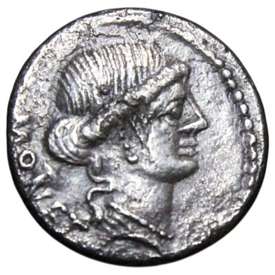 RARO---- REP. ROMANA- CARISIUS, DENÁRIO, CARISIA (46AC), 3.09gr, 17.1mm, Sear 447, RRC 464/2 