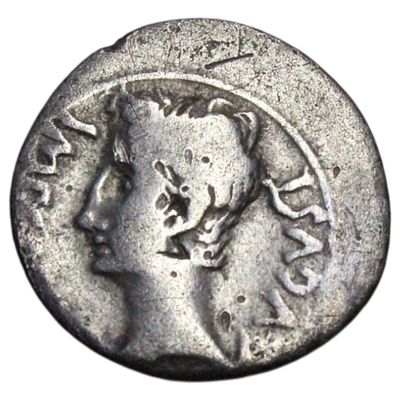 MUITO RARO---- IMPÉRIO ROMANO/IBÉRICA- CÉSAR AUGUSTO, DENÁRIO (EMERITA AUGUSTA, 25/23 AC) 