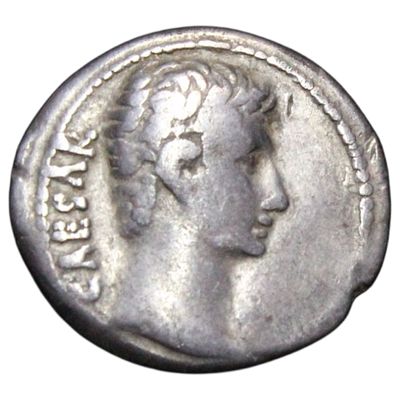 MUITO RARO----IMPÉRIO ROMANO- CÉSAR AUGUSTO, DENÁRIO, (PERGAMUM, 27 AC), 3.74gr, 17.9mm, Sear 