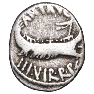 IMPÉRIO ROMANO- MARCO ANTÓNIO, DENÁRIO (Patrae, 31/2 AC), 3.68gr, 17.1mm, Sear 1479, RSC 32