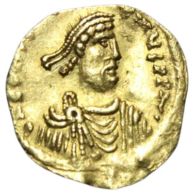 IMPÉRIO BIZANTINO- CONSTÂNCIO II, TREMISSE (CONSTANTINOPOLA, 641/68), OURO, 1.43gr, 15.7mm 
