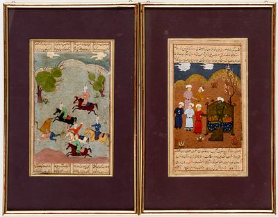 2 MINIATUREN. Indien, Malerei auf Papier, wohl 19. Jh. 
27 x 14.5 cm, 28 x 16 cm; Rahmen. je 