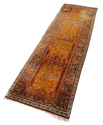 ALTER KURDISCHER L&Auml;UFER. Wolle auf Wolle, guter Zustand, leichte Alters- und Gebrauchsspuren 