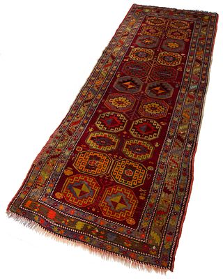 ALTER KURDISCHER L&Auml;UFER. Wolle auf Wolle, guter Zustand, leichte Alters- und Gebrauchsspuren 