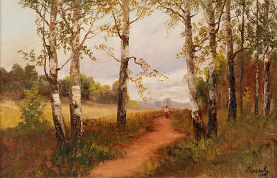 (279) Efim Efimovich VOLKOV (1844-1920), attributed to
. Path with Birches 
Oil on canvas 