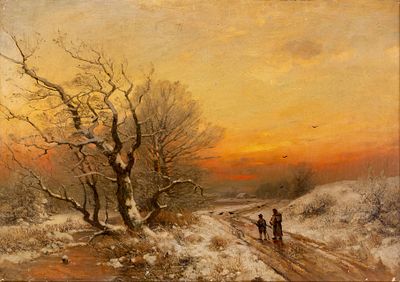 (163) Yuliy Yulevich KLEVER (1850-1924), attributed to. Sunset 
Oil on canvas, signed lower left 