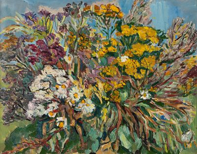 (262) Nadezhda A. UDALTSOVA (1885-1961) 
. Flowers by the Wayside 
Large painting, oil on canvas 