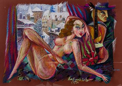 (159) Viatcheslav KALININE (1939-2022) . Female Nude in Bern 
Pastel on paper, dated 1995 and 