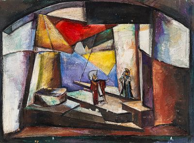 (121) Alexandra EXTER (1882-1949), attributed to. Stage design 
Gouache on cardboard, unsigned 