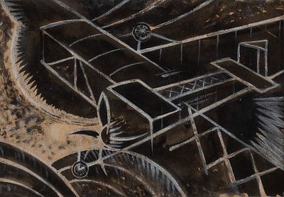 (239) Olga Vladimirovna ROZANOVA (1886-1918) . Airplane 
Color print, verso in pencil "From the 