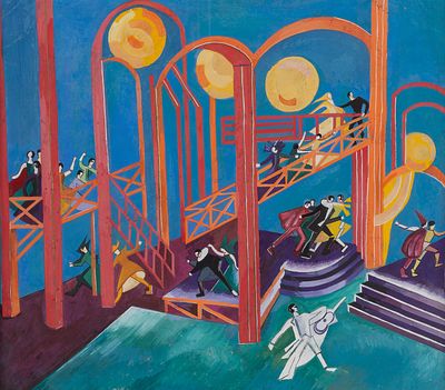 (104) Alexandra EXTER (1882-1949), attributed to. Stage design 
Gouache on paper, unsigned 
44.5 