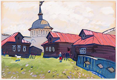 Yuri Ivanovych KHYMYCH (1928-2003) . Tower of the Assumption Aleksandrovsky Monastery 
Gouache 
