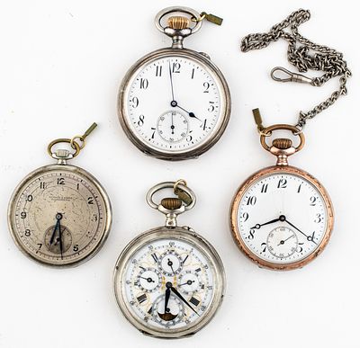 (129,141,148,182) CONVOLUTE OF SILVER POCKET WATCHES. 1. Lepine in silver, with date, dial 