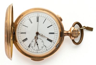 (40) LE PHARE, GOLD SAVONNETTE POCKET WATCH WITH QUARTER REPEATER ON GONGS AND CHRONOGRAPH 