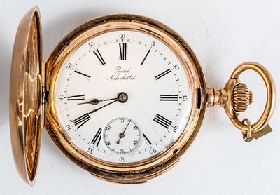 (36) G. BOREL, GOLD SAVONNETTE POCKET WATCH WITH QUARTER REPEATER ON GONGS, AROUND 1890. Case: 