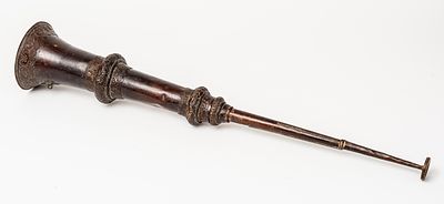 TELESCOPIC RITUAL TRUMPET. Tibet, bronze, copper, probably 19th century. 
L: 95 cm