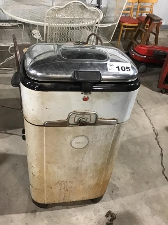 Lot 105: NESCO COOKER W CABINET, CONTENTS INCLUDED