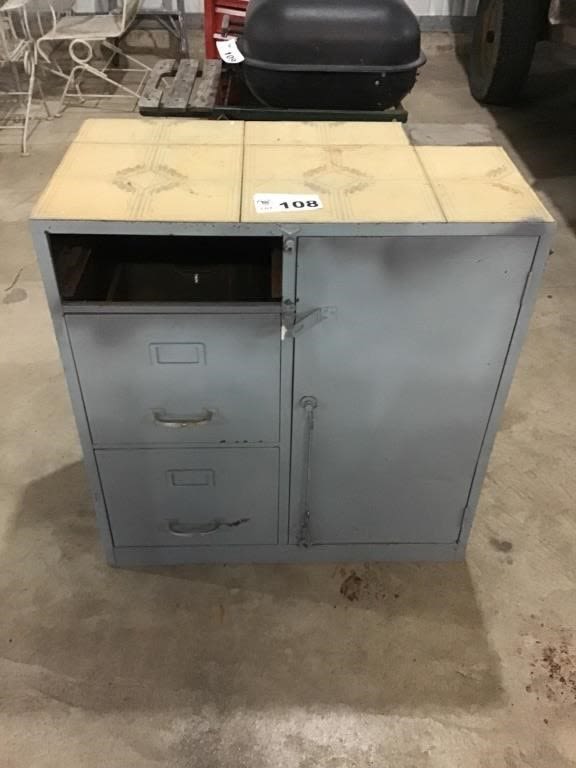 Lot 108: METAL FILE CABINET missing drawer