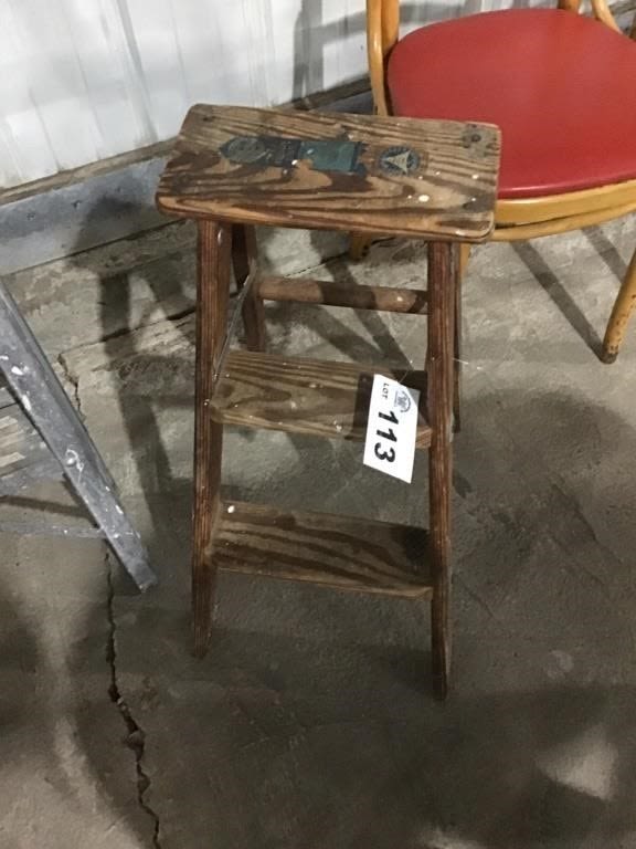 Lot 113: WOODEN STEP LADDER