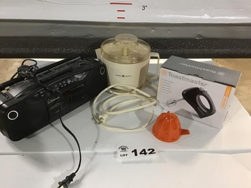 Lot 142: TOASTMASTER MIXER, NEW, GE PROCESSOR, EMERSON