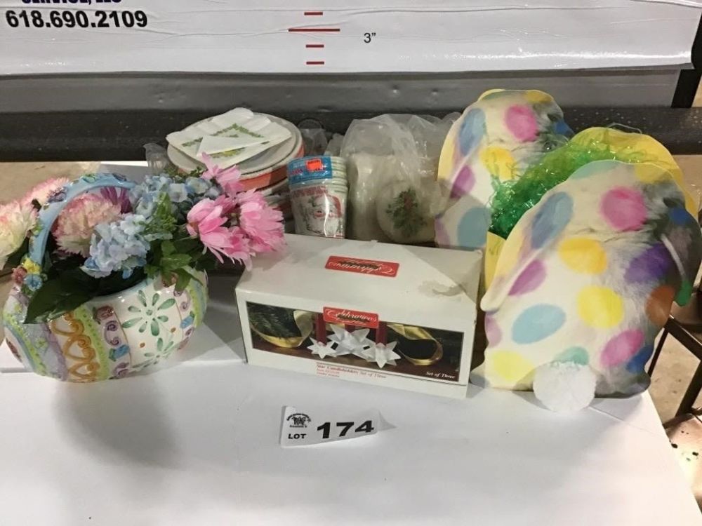 Lot 174: PAPER GOODS, EASTER BASKET, DECOR