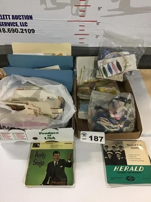 Lot 187: VINTAGE CARDS, RECORDS, EMBROIDERY THREADS