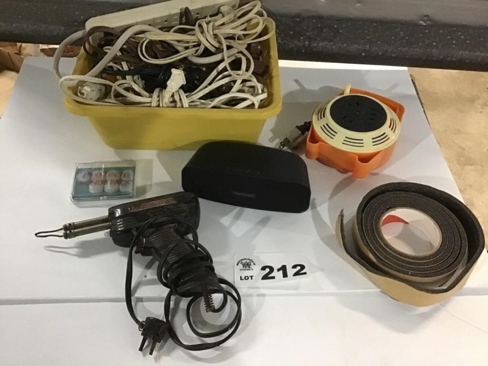 Lot 212: CORDS, SPEAKER, SOLDERING GUN