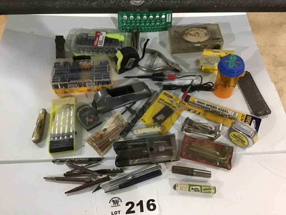 Lot 216: BITS, RASP, PUNCHES, MISC TOOLS