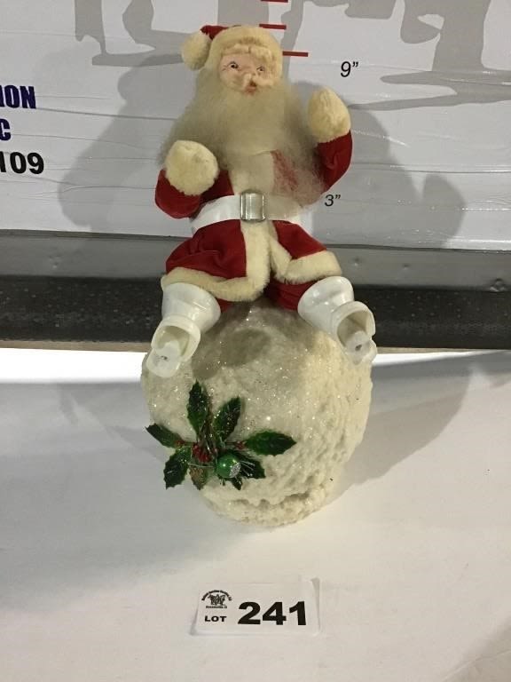 Lot 241: VINTAGE SANTA ON GLITTER BALL 18 inches tall