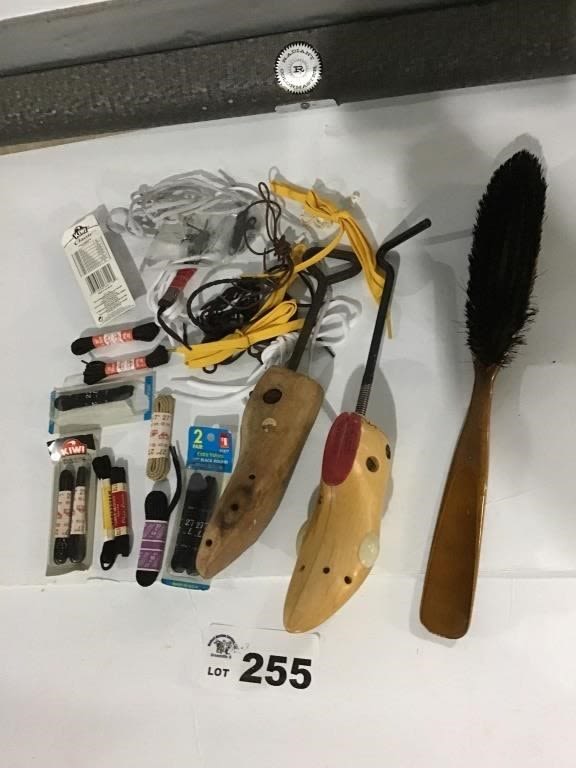 Lot 255: SHOE STRETCHERS, STRINGS, BRUSH