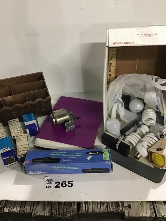 Lot 265: OFFICE SUPPLIES, LIGHT BULBS
