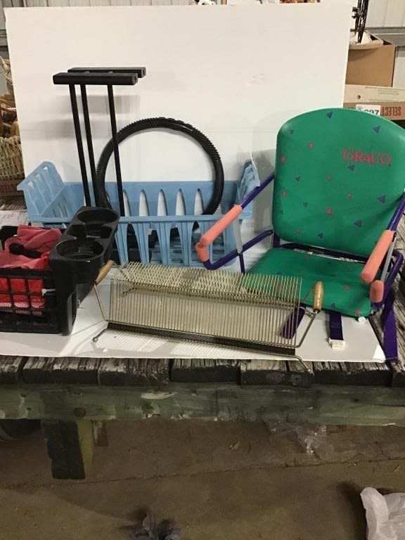Lot 296: RECORD HOLDER, GRACO SEAT, CUP HOLDER, BASKET