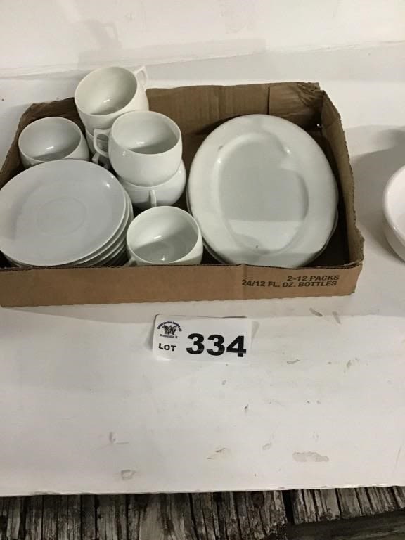 Lot 334: PLATES, CUPS SAUCERS