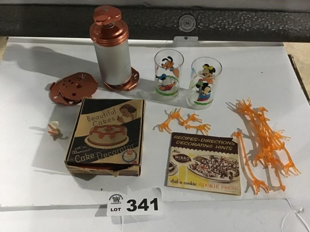Lot 341: DISNEY GLASSES, SWIZZLE STICKS, CAKE DECORATORS