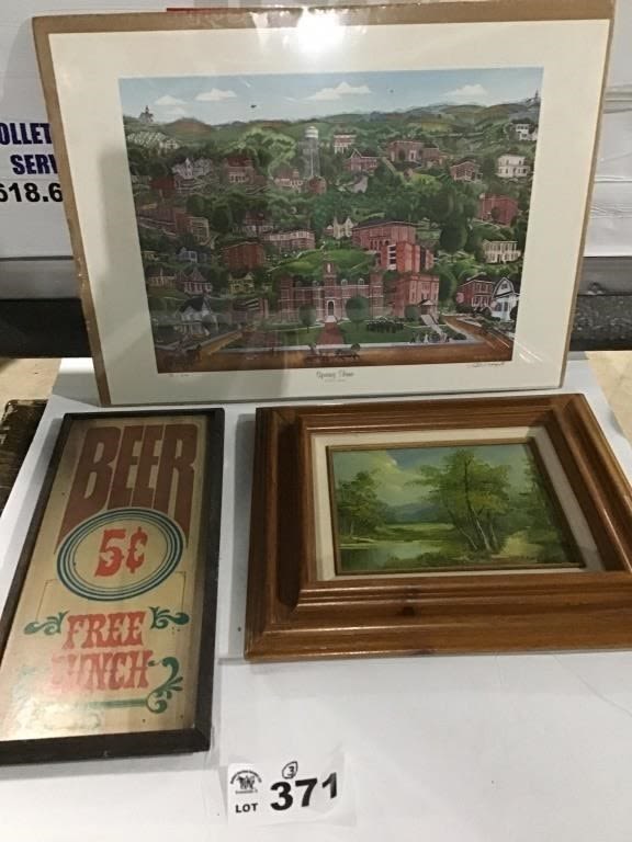 Lot 371: HORSFALL PRINT, OIL PAINTING, BEER SIGN