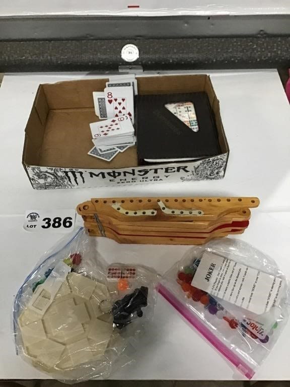Lot 386: DOMINOES, PLAYING CARDS, TRAIN