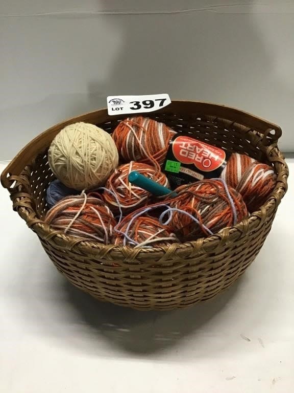 Lot 397: YARN, BASKET, HOOKS